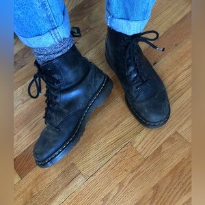 dr martens black lace up boots leather made in england